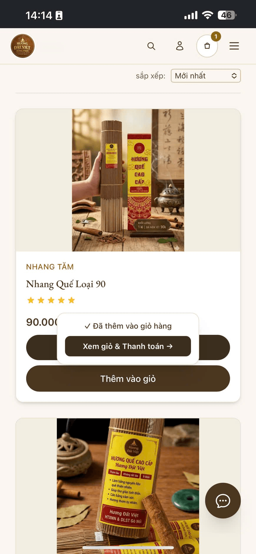 Mua qua giỏ hàng bước 2: Thêm vào giỏ hàng (điện thoại)