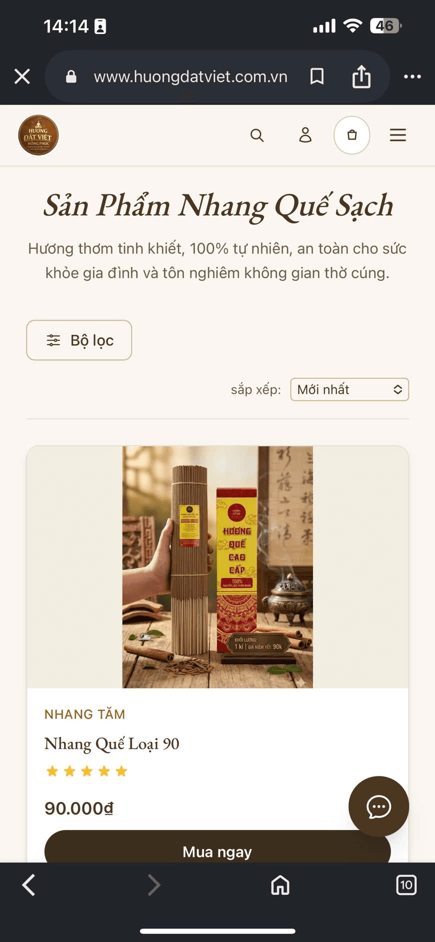 Mua nhanh bước 1: Bấm “Mua Ngay” (điện thoại)