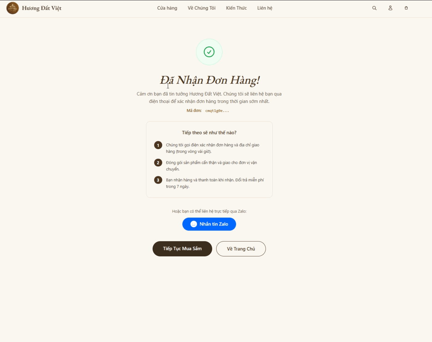 Mua nhanh bước 3: Hoàn tất (máy tính)